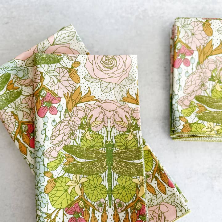 Dragonfly Garden Cloth Servetter, set om fyra för wholesale av Dot and Army