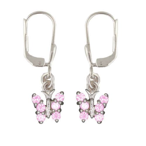 oorbellen vlinder met kristallen in rose 925 zilver voor wholesale door Janusch