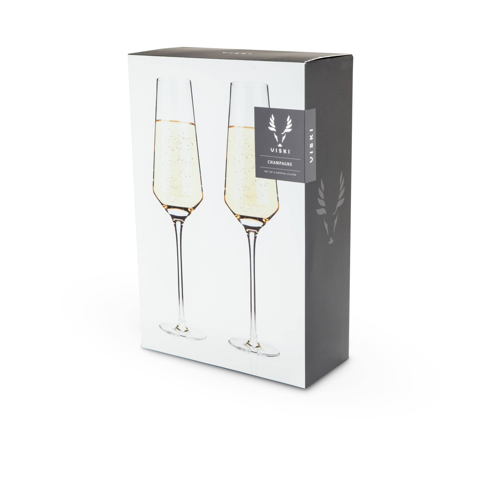 Viski - Wholesale Champagne Flute - Raye™ Angled Crystal Champagne Flutes Set of 21