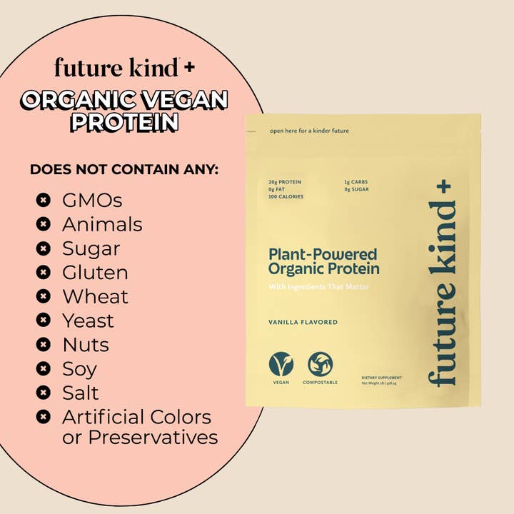 Future Kind - Wholesale Protein/Superfood Powder - Organic Vegan Protein Powder - Vanilla Flavored