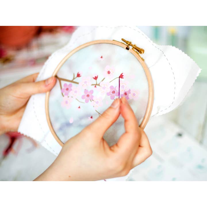 Oh Sew Bootiful - Wholesale Embroidery/cross-stitch supplies - Cherry Blossom Handmade Embroidery Kit Hoop Art2