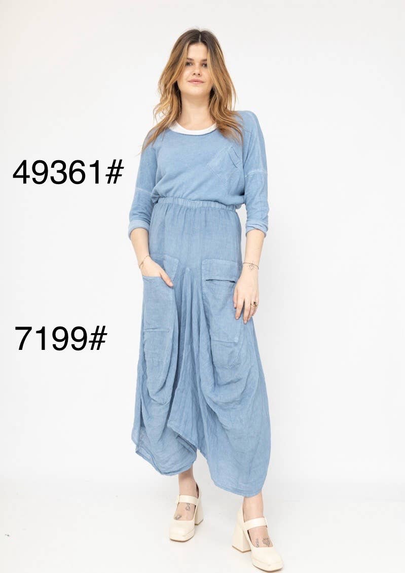 LINEN & COTTON HOUSE - Wholesale Jumpsuit - Women's - LINEN SAROUEL SKIRT WITH POCKETS 9917 663340