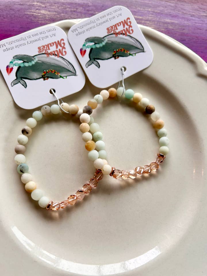 Blush Glass and Amazonite Bracelet for wholesale by Miss Lou Makes