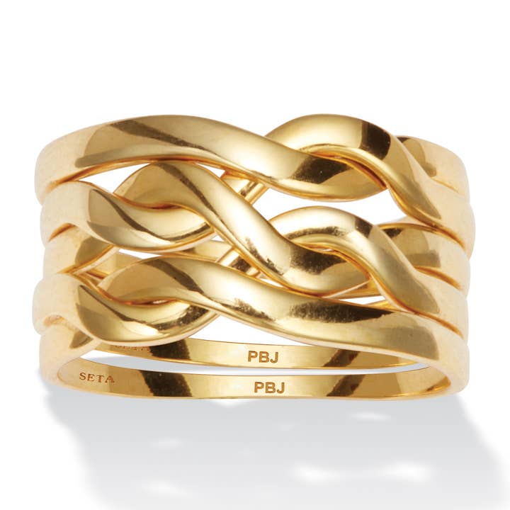 14k Yellow Gold-plated Puzzle Ring for wholesale by PalmBeach Jewelry