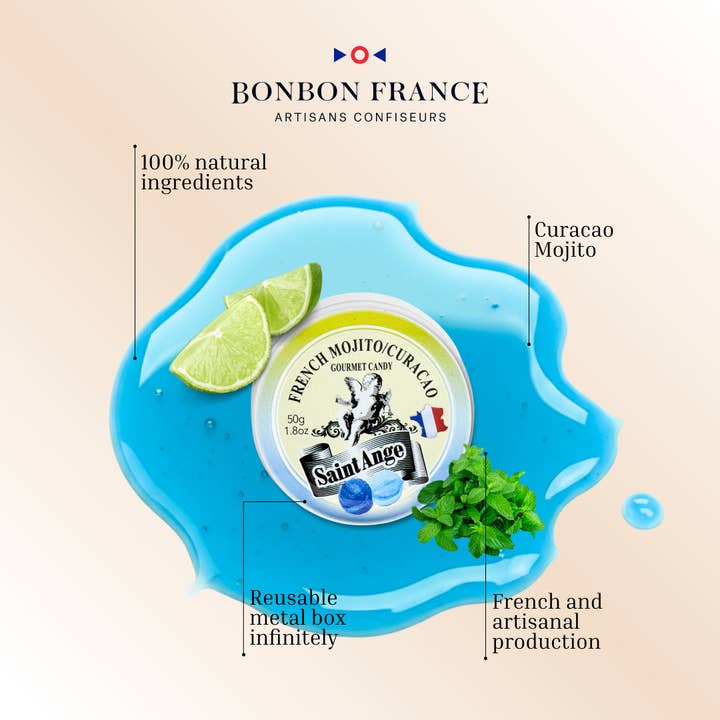 Bonbon-France - Wholesale Hard Candy - Saint-Ange Curacao Mojito Cocktail2