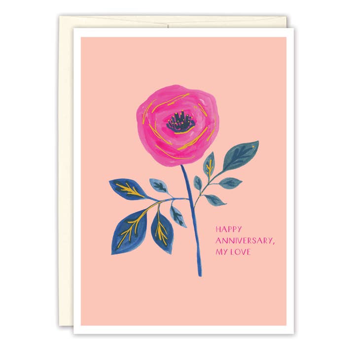 Roze Rozen Jubileumkaart voor wholesale door Biely & Shoaf