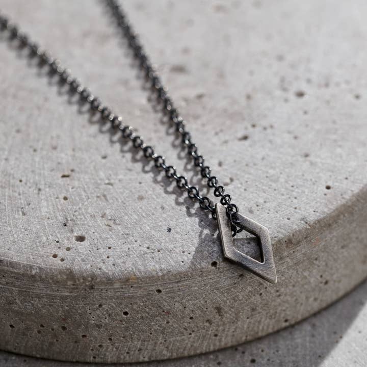 Mens Oxidised Geometric Necklace for wholesale by Posh Totty Designs