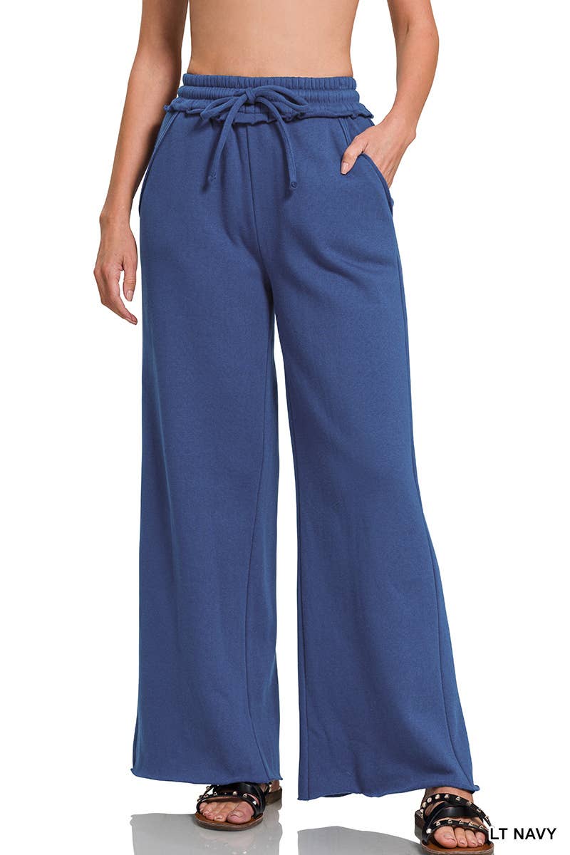 42POPS - Wholesale Pants - Women's - ,.._ SI-27033 Fleece Exposed Seam Wide Leg Sweatpants19
