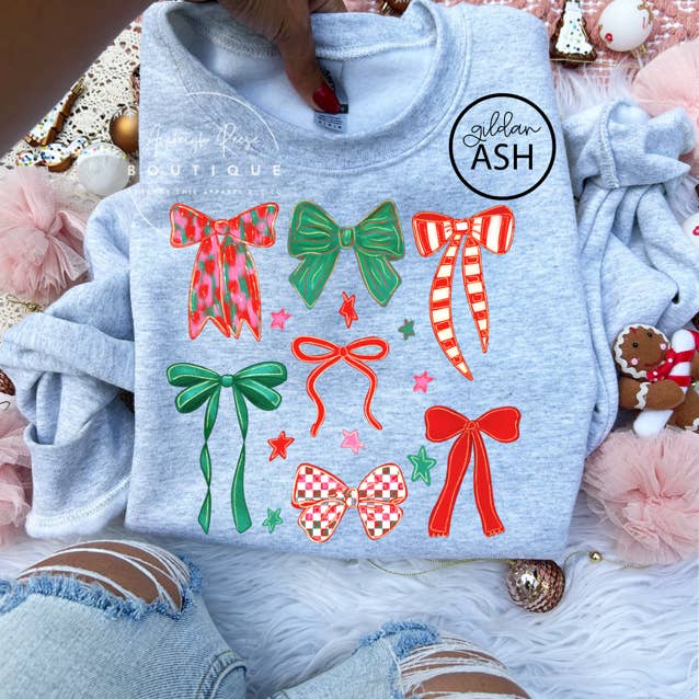 Sweatshirts e T-Shirts com Laços de Natal por atacado de Trendy Chic Apparel LLC