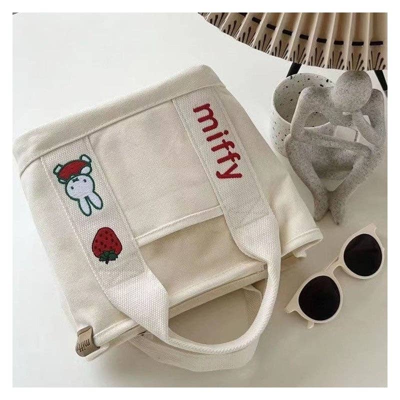 FurDecoration - Wholesale Tote Bag - Women's - Cute Rabbit Embroidered Canvas Tote Bag3