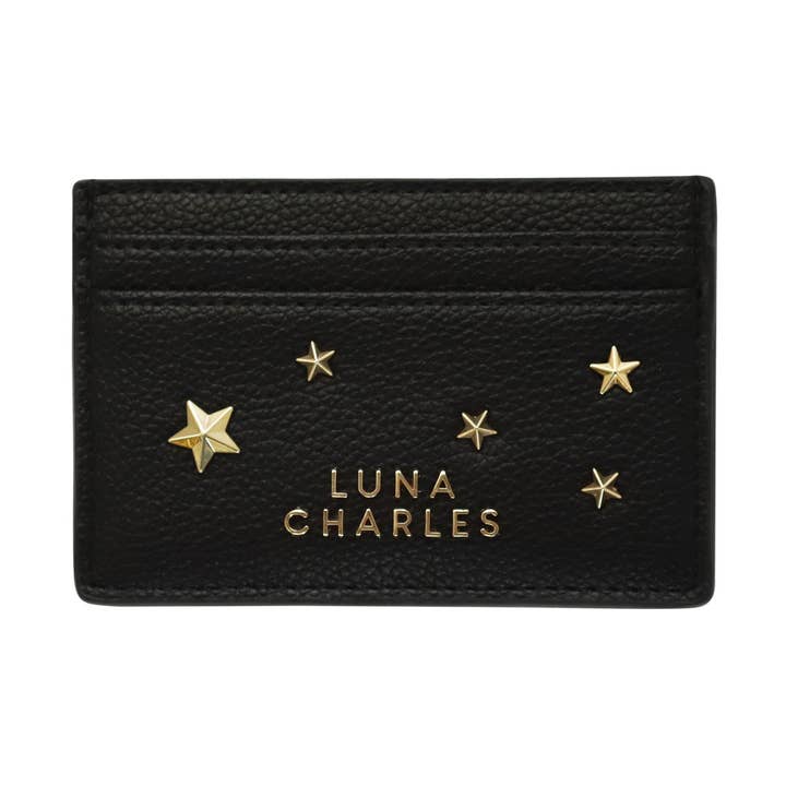 Tala Star Studded Card Holder - Black & Gold for wholesale by LUNA CHARLES EMRA LTD