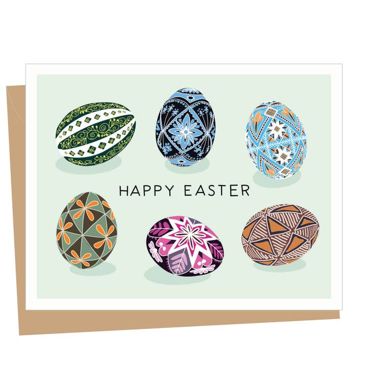 Decorated Ukrainian Eggs Easter Card for wholesale by Apartment 2 Cards