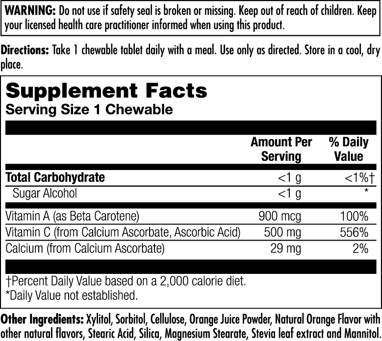 KAL - Wholesale Oral Supplement/Vitamin - C Chewables Sugarless 500 mg3
