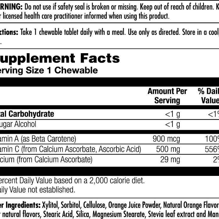KAL - Wholesale Oral Supplement/Vitamin - C Chewables Sugarless 500 mg3