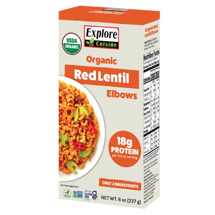 Explore Cuisine - Wholesale Pasta - Organic Red Lentil Elbows