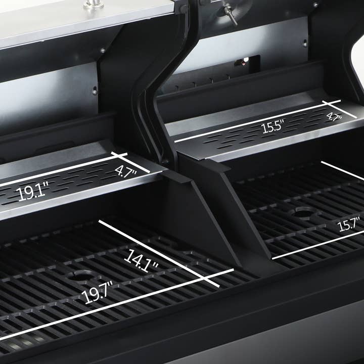 Orange County Decor - Wholesale Outdoor Grill Tools - 3 Burner Propane Gas Bbq Grill With Side Burner, Combined With Charcoal Grill, 37230Btu Output With Enameled Cast Iron Cooking Grids For Outdoor Barbecue, Stainless Steel Black Silver Garden &2