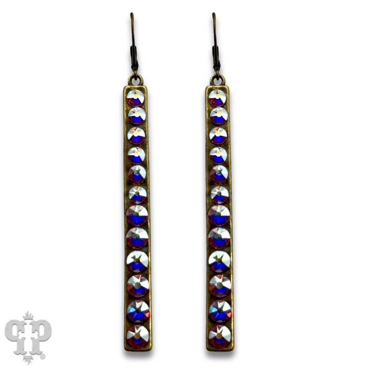 Pink Panache Brands - Wholesale Dangle Earrings - Sleek bar earring with Austrian crystals6