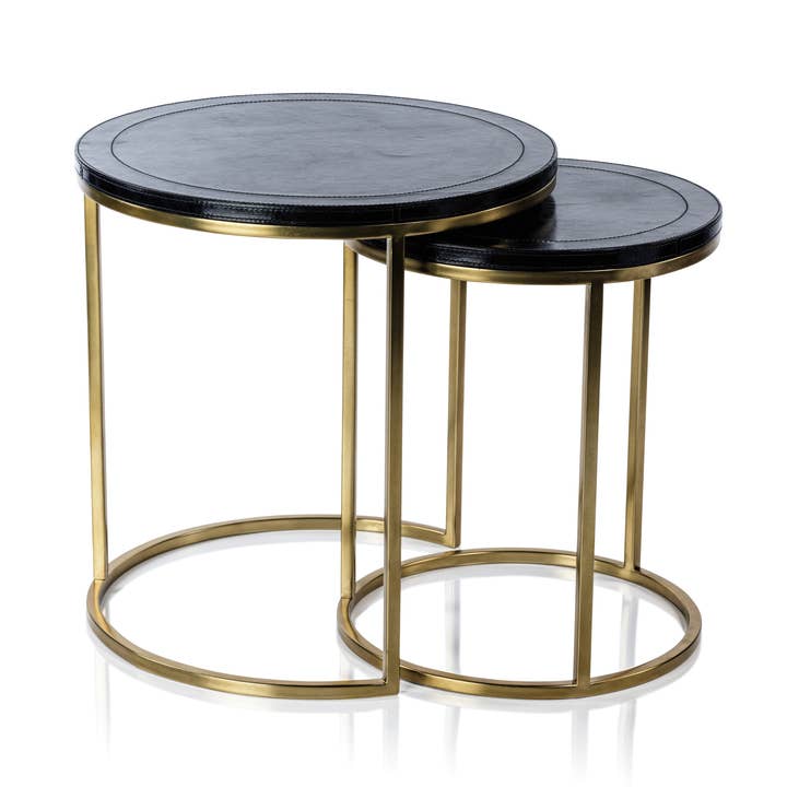 Savoy læder på messingindlejrede borde for engroshandel hos Zodax