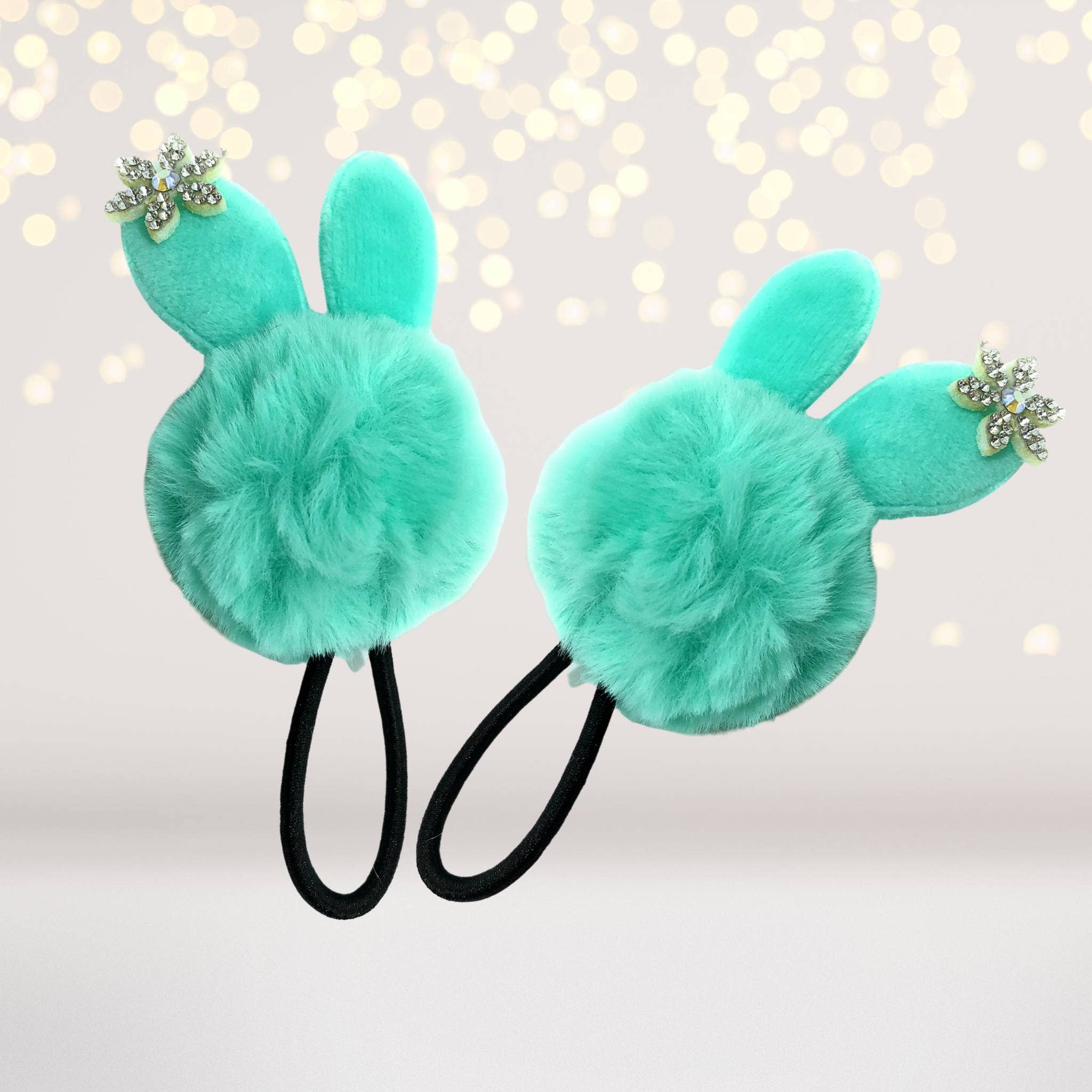 Chicky Chicky Bling Bling - Wholesale Haarelastiekje - Kinderen - Snow Bunny Pom Pom Bont balhaar elastische paardenstaarthouder met strass sneeuwvlok1