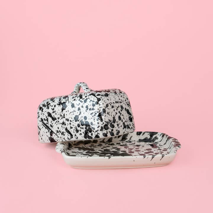 Alfar Tierra Cocida - Wholesale Butter Dish - Butter tray Butter plate /White and Black GALAXIA2
