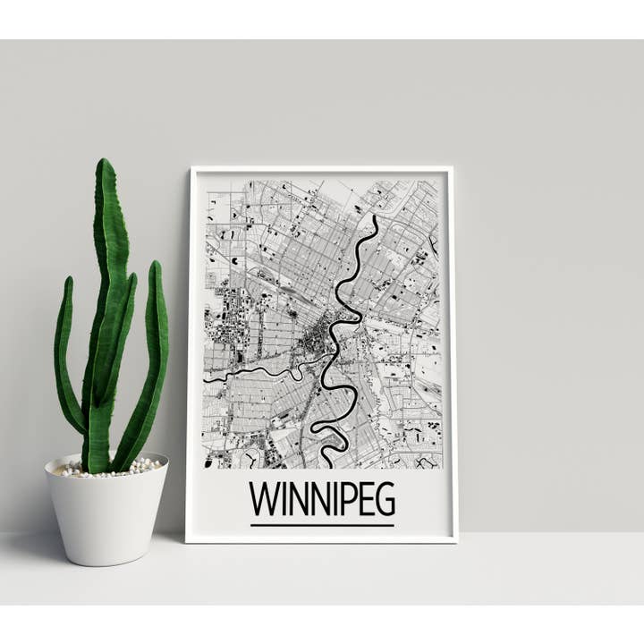 11" x 14" Winnipeg Map Print - Art Deco Style for wholesale by ILIKEMAPS