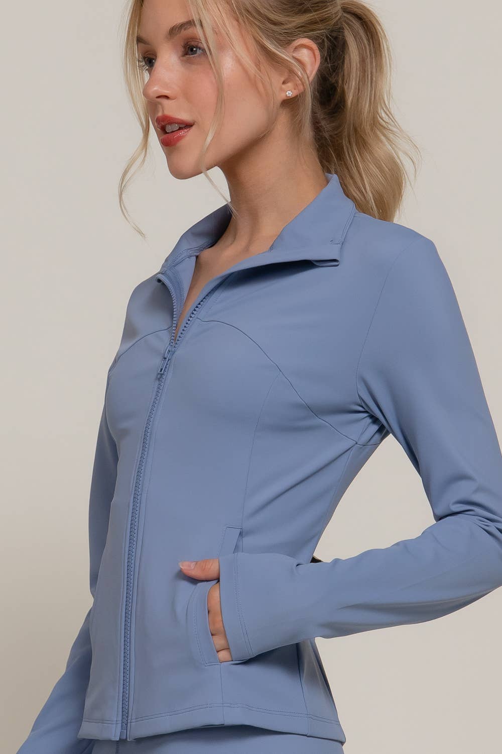 Active Basic | Active USA - Wholesale Athletic Jacket - Women's - Long Sleeve Mock Neck Seam Detail Workout Jacket35