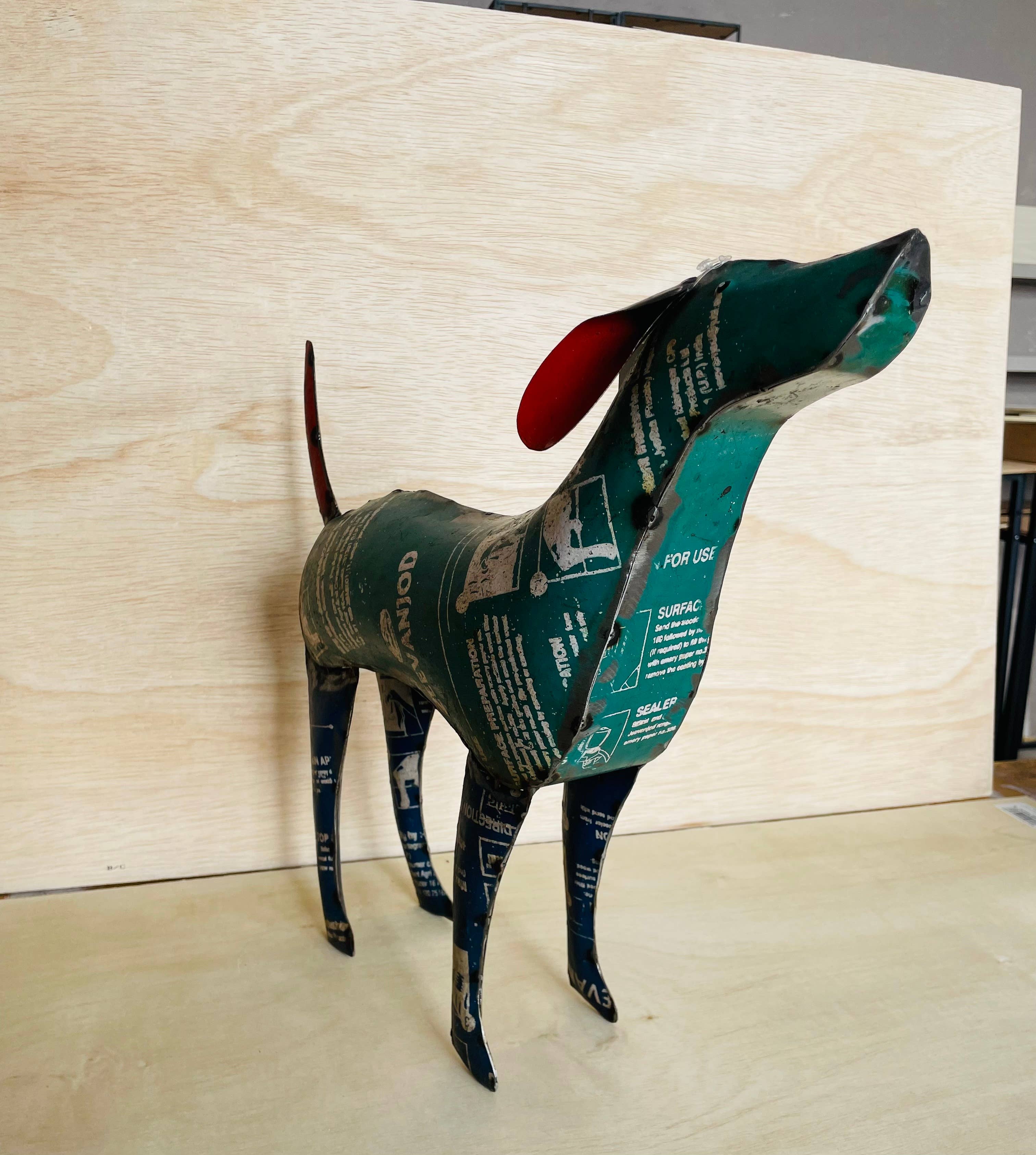Everyday Artifact - Wholesale Sculpture - Dog Aqua Recycled Metal Animals2