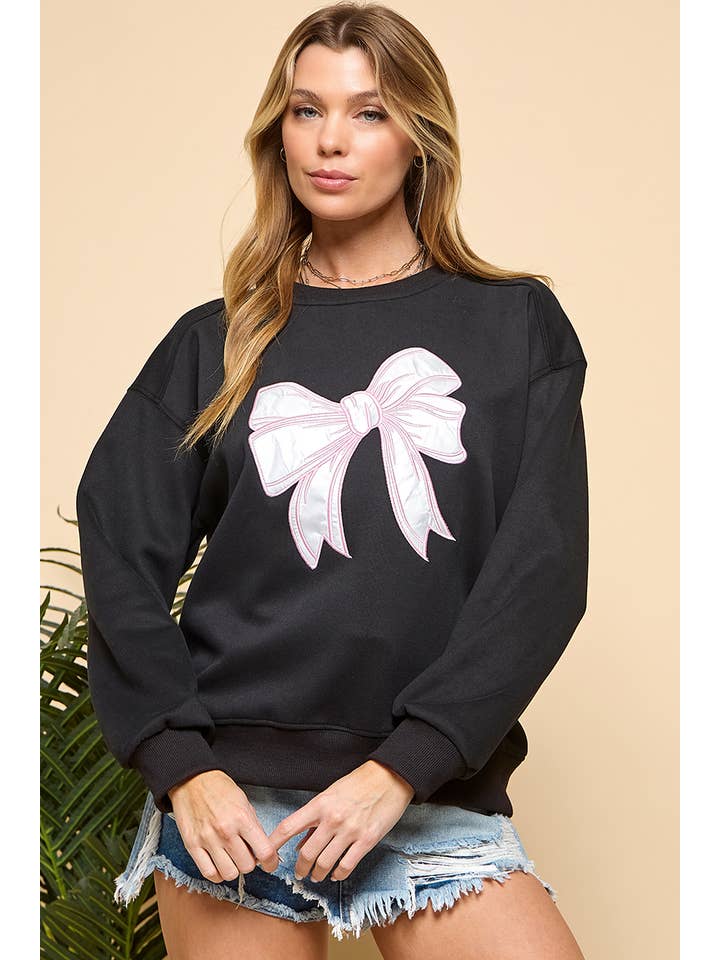 Cezele - Wholesale Sweatshirt - Women's - Patch Bow Sweatshirt