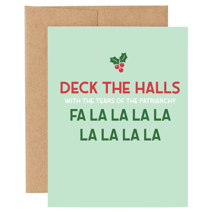 Carte : Décorez les couloirs — Carte de Noël amusante anti-patriarcat pour la vente par SHEWOLF Designs