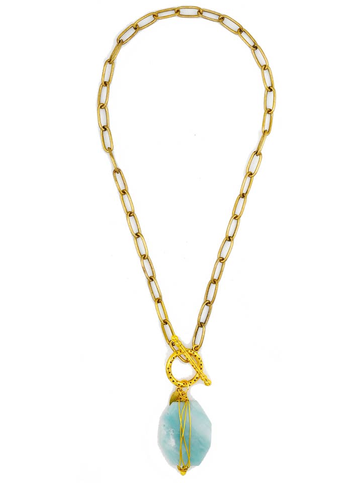 Log Cabin Wire Wrapped Gemstone Pendant Necklace for wholesale by Julio Designs