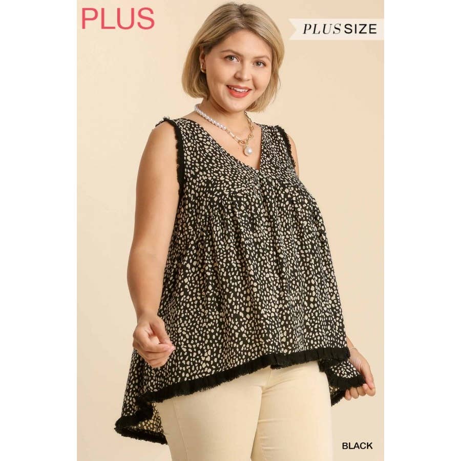 Paperdoll – Großhandel Bluse – Damen – Ärmelloses Top mit V-Ausschnitt und Rückenband mit Tiermuster0