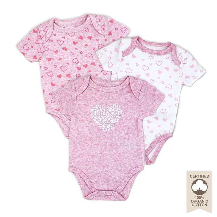 Rose Textiles - Wholesale Bodysuit (Non-Footed) - Baby - 3 Pack Heather Organic Cotton Bodysuits