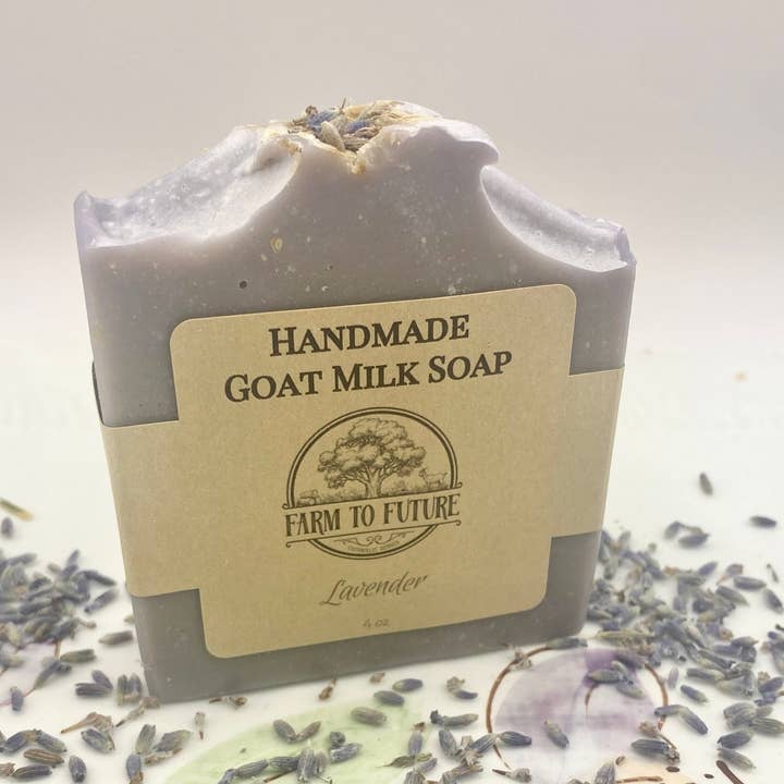 Savon au lait de chèvre fait main, 4 oz, huile essentielle de lavande pour la vente par Farm to Future