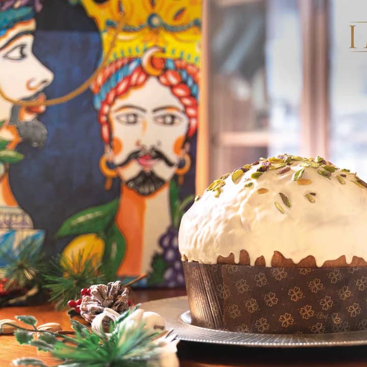 Panettone al pistacchio siciliano - 900g per la vendita all'ingrosso da parte di Antica Bottega Siciliana