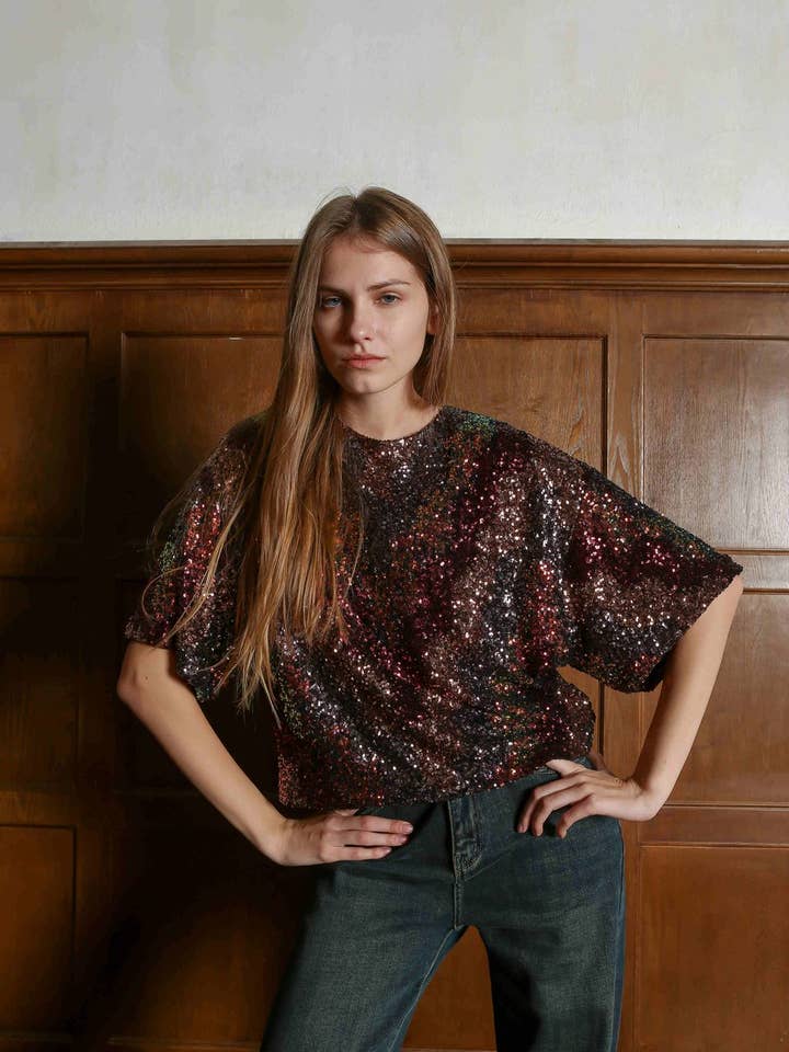 S24211213 -Ladies Classic Sequin Blouse for wholesale by The Korner - USA