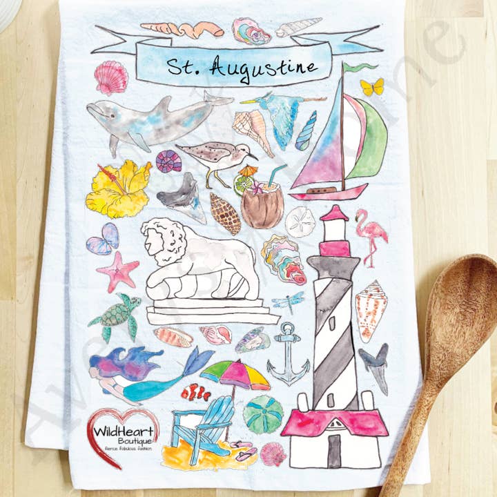 Custom Locale/Store - St. Augustine Florida Tea Towel for wholesale by Avery's Home