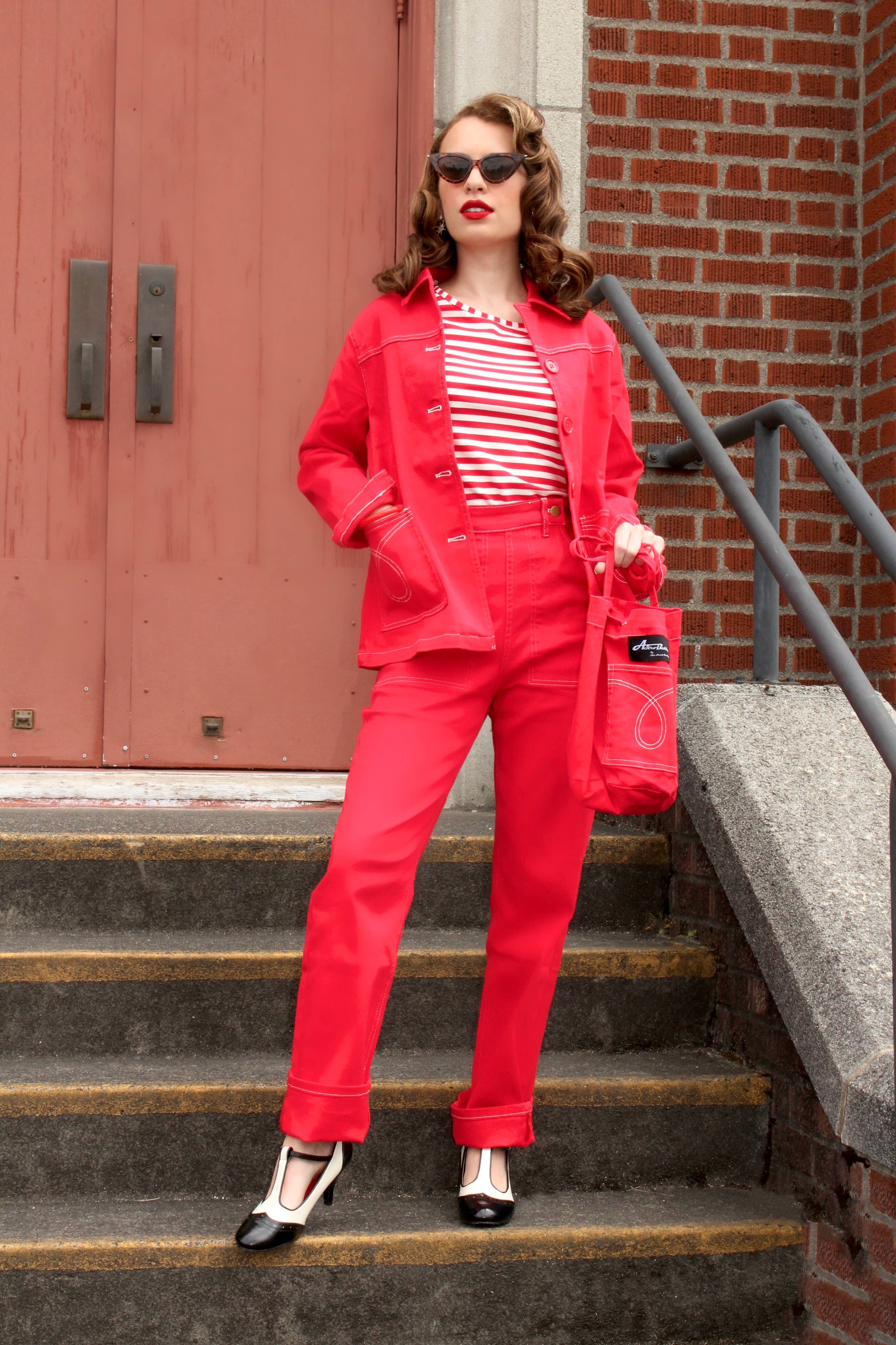 Astro Bettie - Wholesale Denim Jacket - Women's - Midge Button Down Jean Jacket - Red3