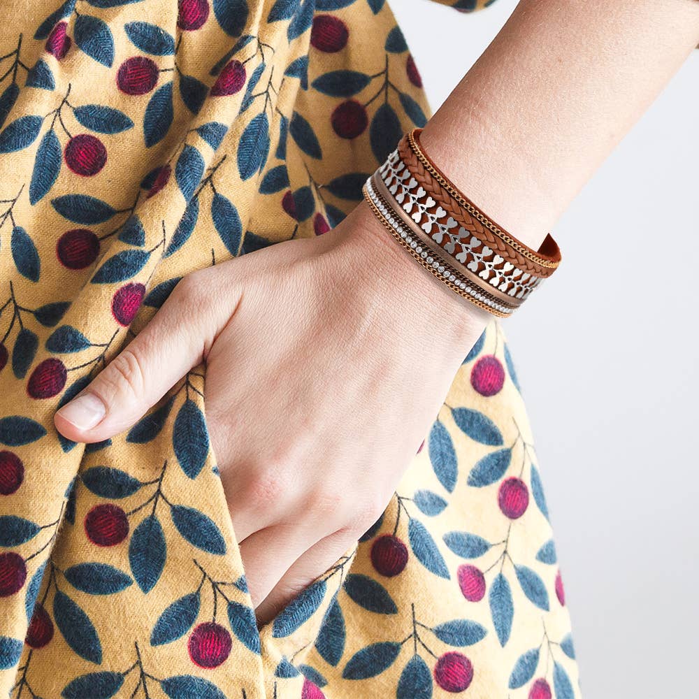 Maya J - Wholesale Woven/Braided Bracelet - Bohemian Vegan Leather Cuff Bracelets - Full Display6