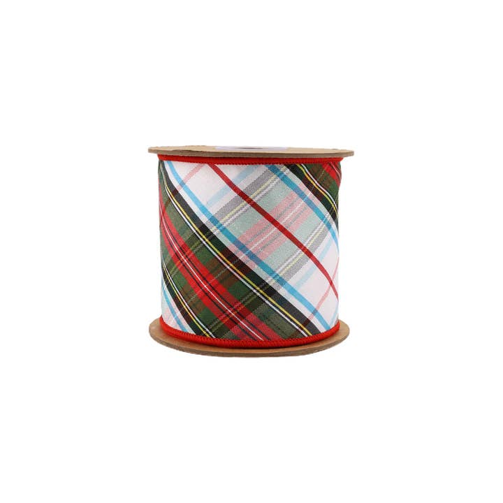 LA Ribbons Wholesale - Wholesale Ribbon - Gift Wrapping - Wired Plaid Bias Cut Ribbon 5 Yard Roll