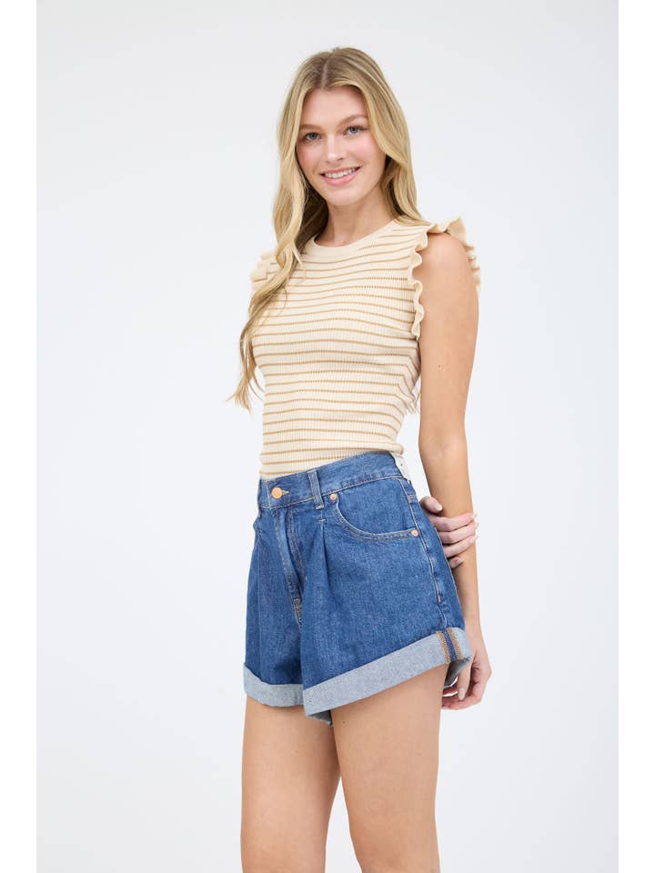 The Workshop Studio – wholesale Pullovertröja - Dam – RANDIG ÄRMLÖS TRÖJA MED VOLANGKANT14