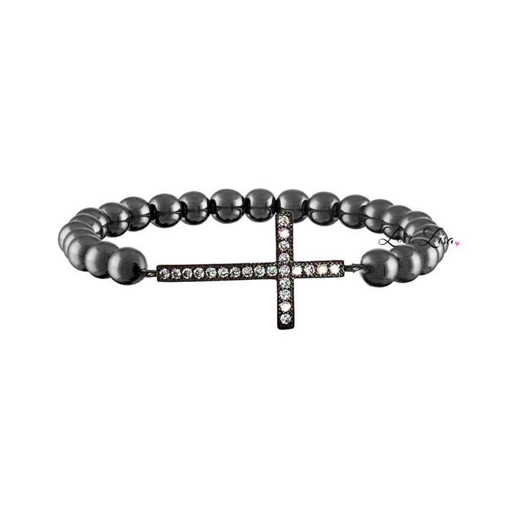 Love, Lisa - Wholesale Beaded Bracelet - Catholic Cross Stretch Diamond Beaded Bracelet