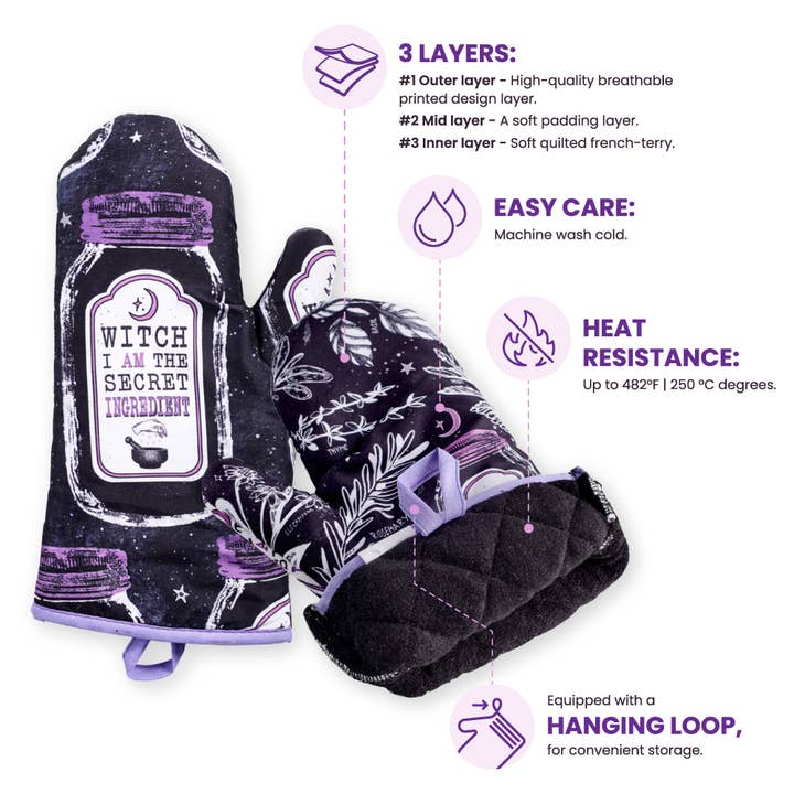 Spirit Nest - Wholesale Oven Mitt/Pot Holder - Kitchen Witch Oven Mitt Set - The perfect Halloween gift!4