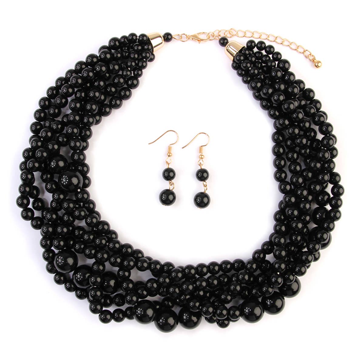 MYS Wholesale Inc - Vente Parures de bijoux - Ensemble collier ras-du-cou et boucles d'oreilles à bulles à plusieurs brins pour femmes27