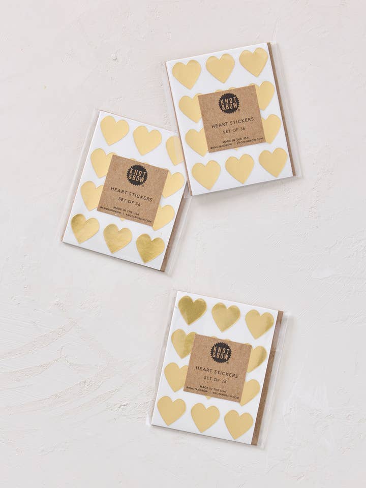 Gold Heart Stickers for wholesale by Knot & Bow