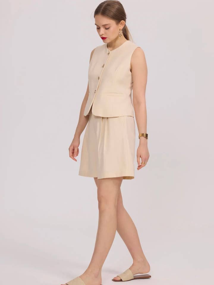 Frime - Wholesale Suit Vest - Women's - Sleeveless vest with golden buttons - 311518