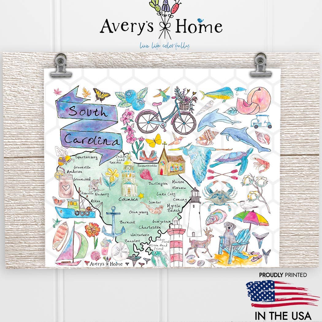 Avery's Home - Wholesale Insulated Mug/Tumbler - South Carolina Map Artwork Souvenir 20 oz USA Skinny Tumbler1