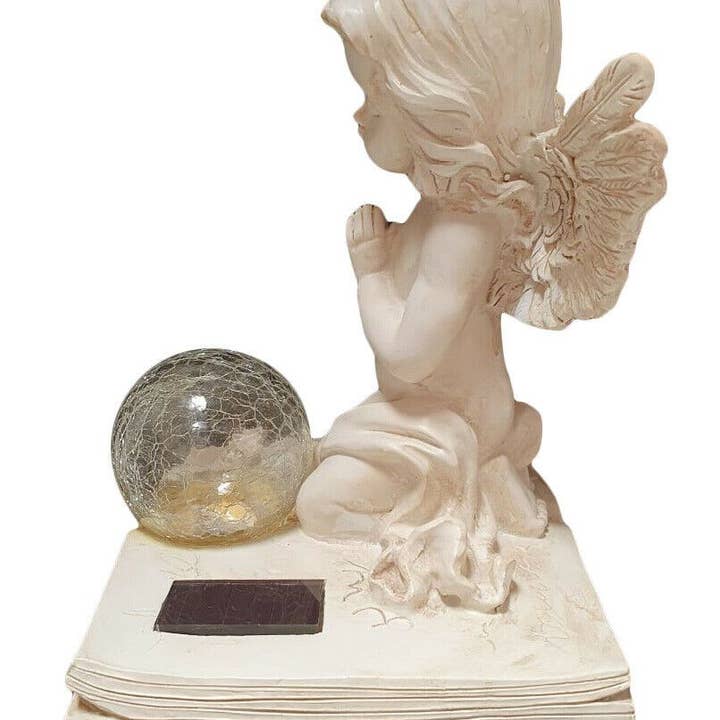 KP Kool Products – Engroshandel Pyntefigur – Engel beder figur med sollys4