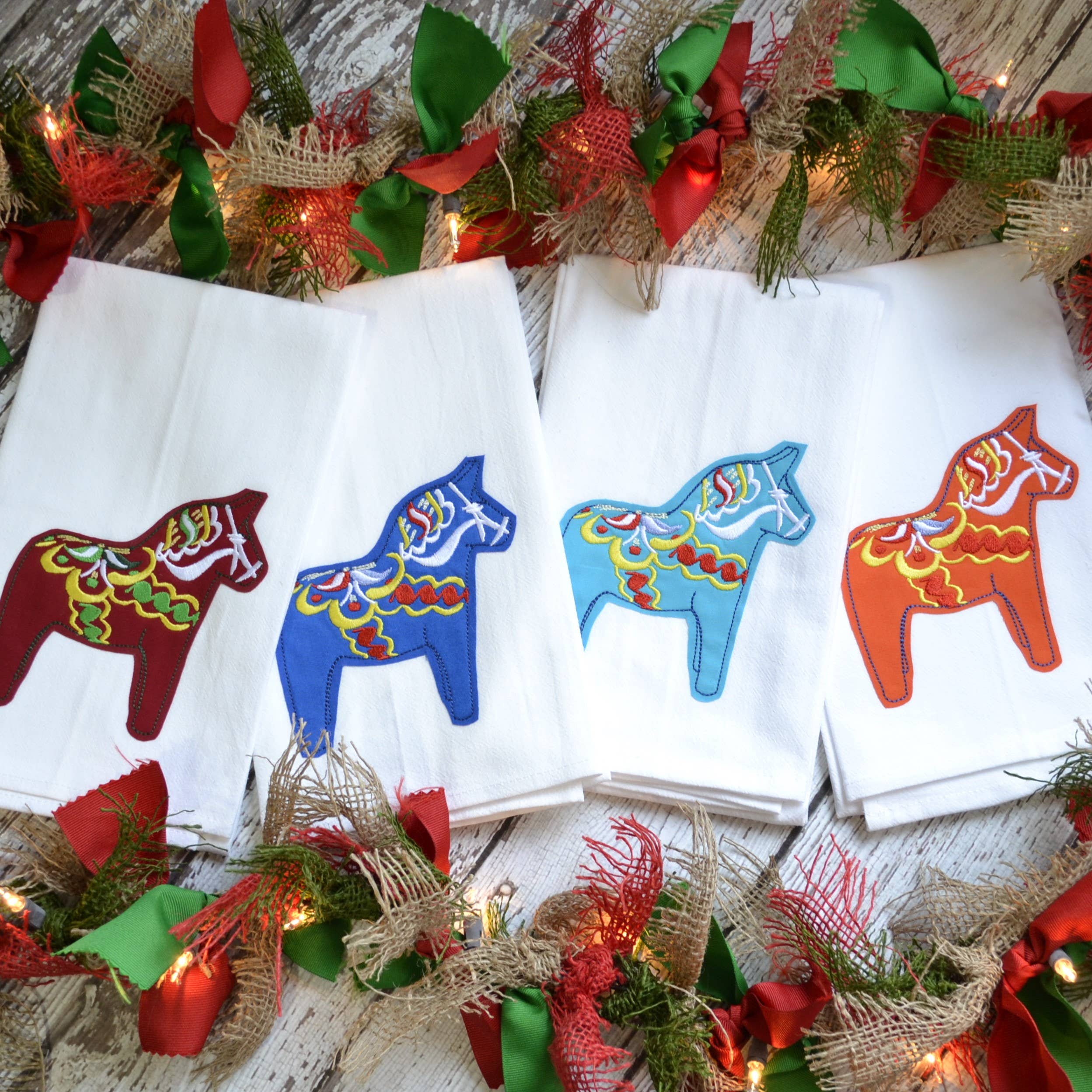 SewMuchMoreStore - Wholesale Tea Towel - Dala Horse Tea Towel, Embroidered Floursack Towel15