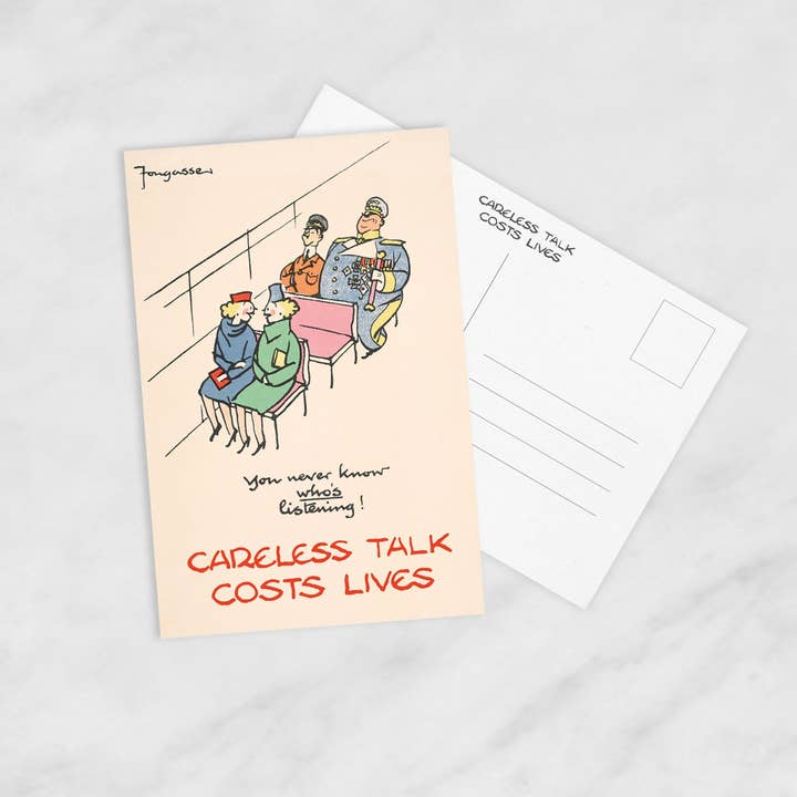 POSTCARD (Pack of 10): 'You Never Know Who's Listening!' ML0003 for wholesale by Memory Lane