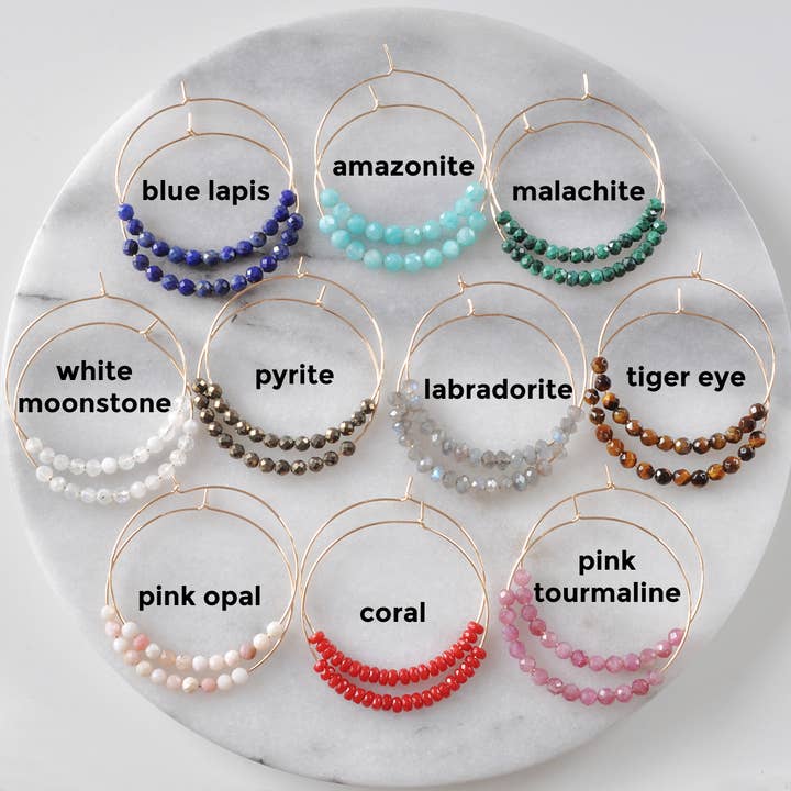 Libby & Smee - Wholesale Hoop Earrings - Large Gemstone Gold Filled Hoop Earrings